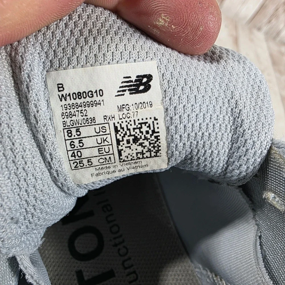 New Balance Fresh Foam 1080v10 Womens Grey Blue Running Shoes W1080G10 Size 8.5